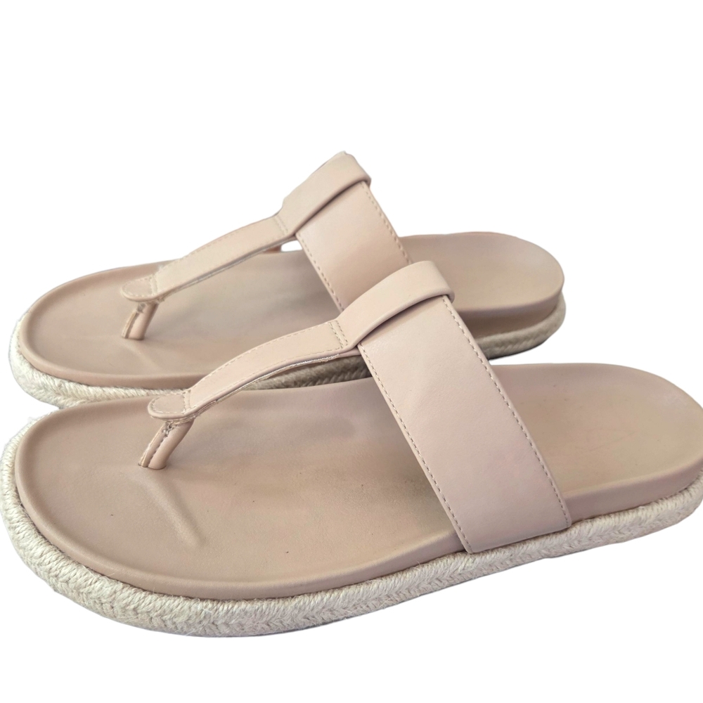 Joie Nacho Espadrille Thongs Sandals Womens 9.5 Nude Beige Slip On Flats